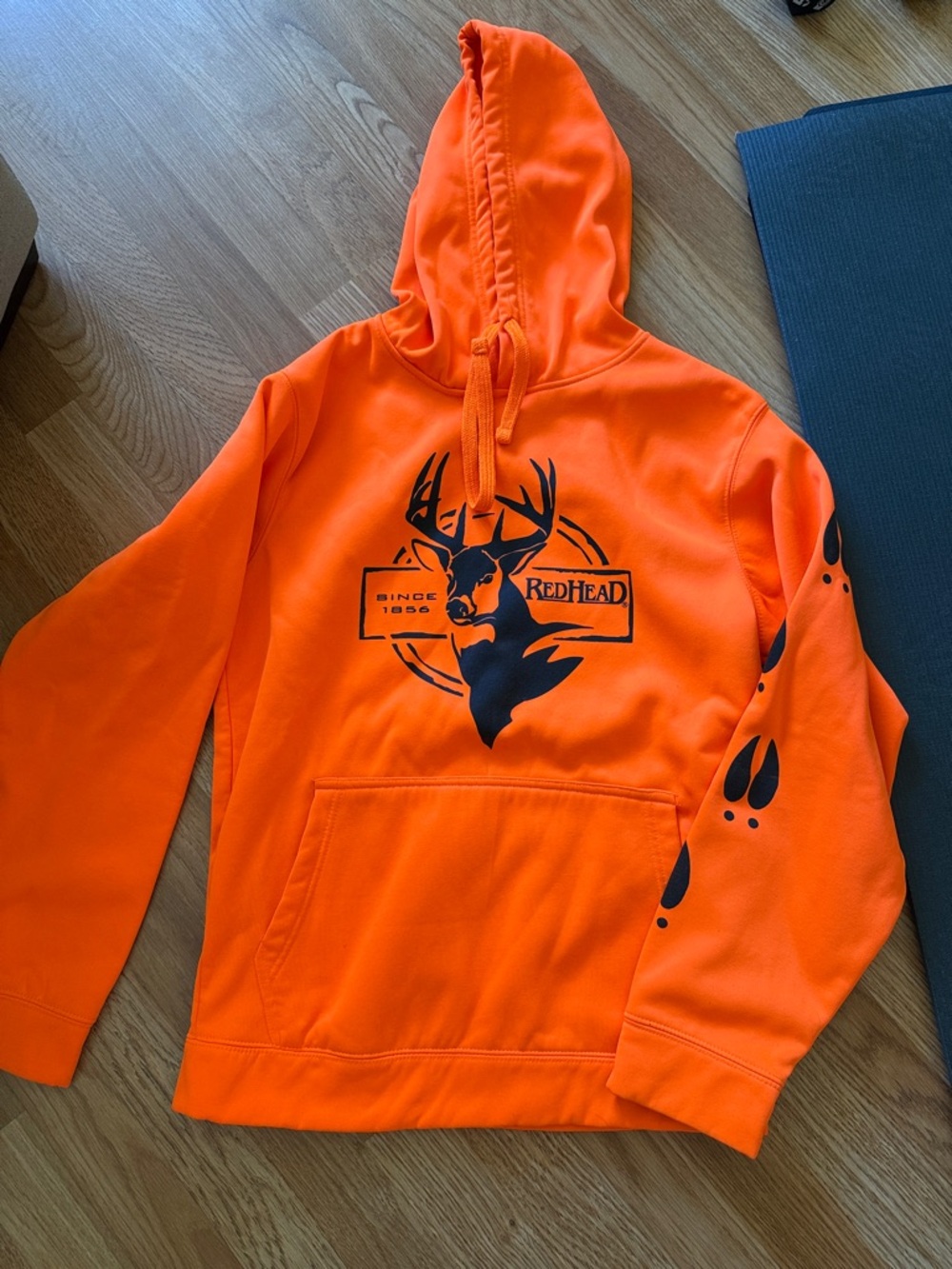 RedHead Blaze Orange Hoodie with Black Deer Graphic